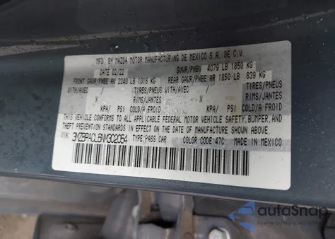 2022 Mazda Mazda3 Carbon Edition from USA, damaged, VIN 3MZBPACL6NM302054